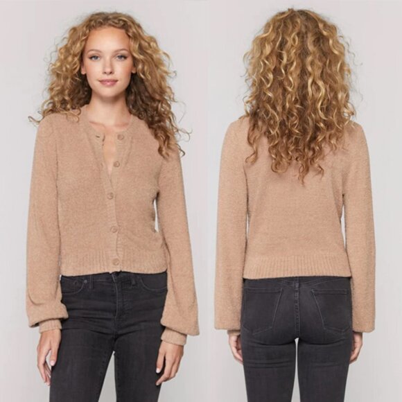 Spiritual Gangster Melody Cardigan Sweater Camel Knit Long Sleeve Chenille Small - Picture 1 of 9